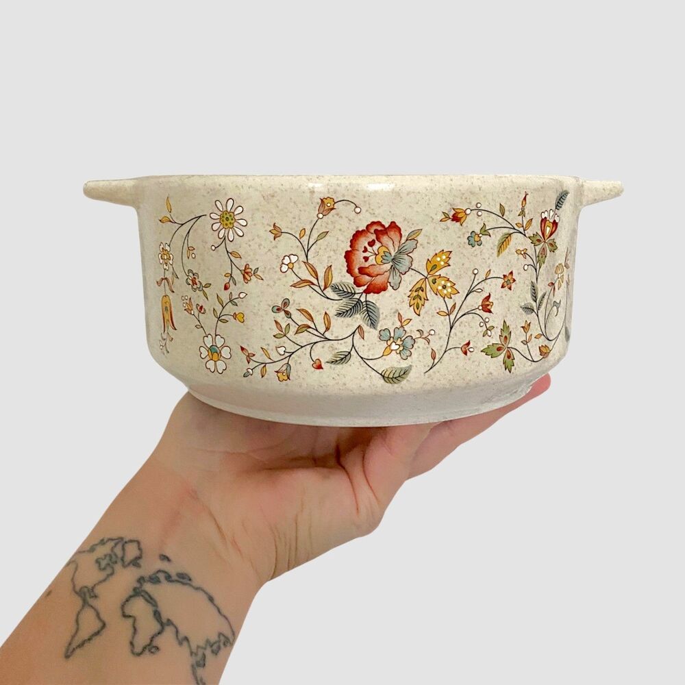 70s 80s Lenox TemperWare Merriment Round Open Casserole Dish Vintage Made in USA